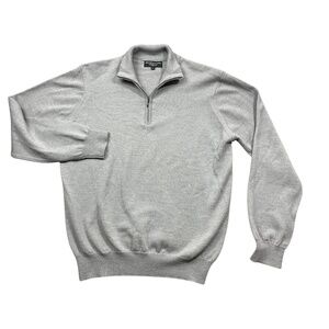 Brunella Gori Italy Large Grey 100% Wool Sweater 1/4 Zip‎ Long Sleeve